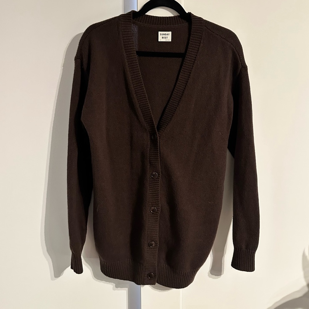 Sunday Best Brown V-Neck Button Cardigan